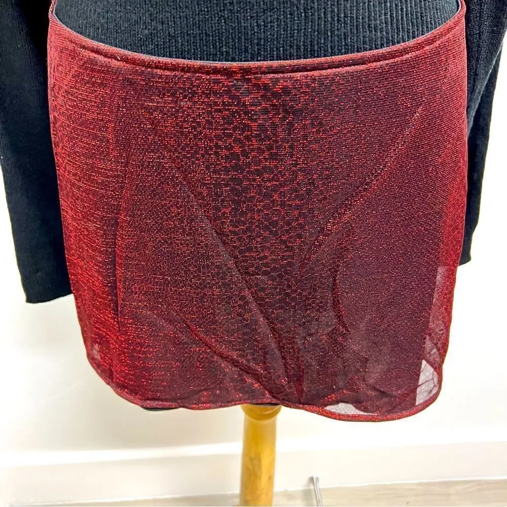 Lip Service miniskirt size L. Sheer red sparkly snakeskin print. Vintage - Picture 8 of 13